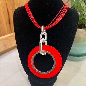 Red and Silver Pendant Necklace